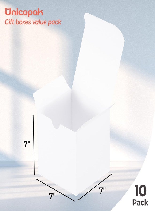 UnicoPak 10 Pack 7x7x7 Gift Boxes Bulk White Large Gift Boxes, Ideal for Birthday Gifts Christmas Gifts Party Favors Homemade and Business - Image 2